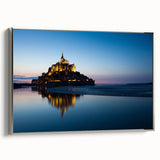 Landscape art painting of a French scenery on framed canvas, featuring muted colors with black and colorful accents.