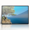 Large abstract wall art depicting a Provence landscape in muted earth tones, framed in black acrylic.