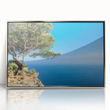 Large art print of a Provence landscape in muted earth tones on a silver-framed acrylic, ideal for modern art wall decor.