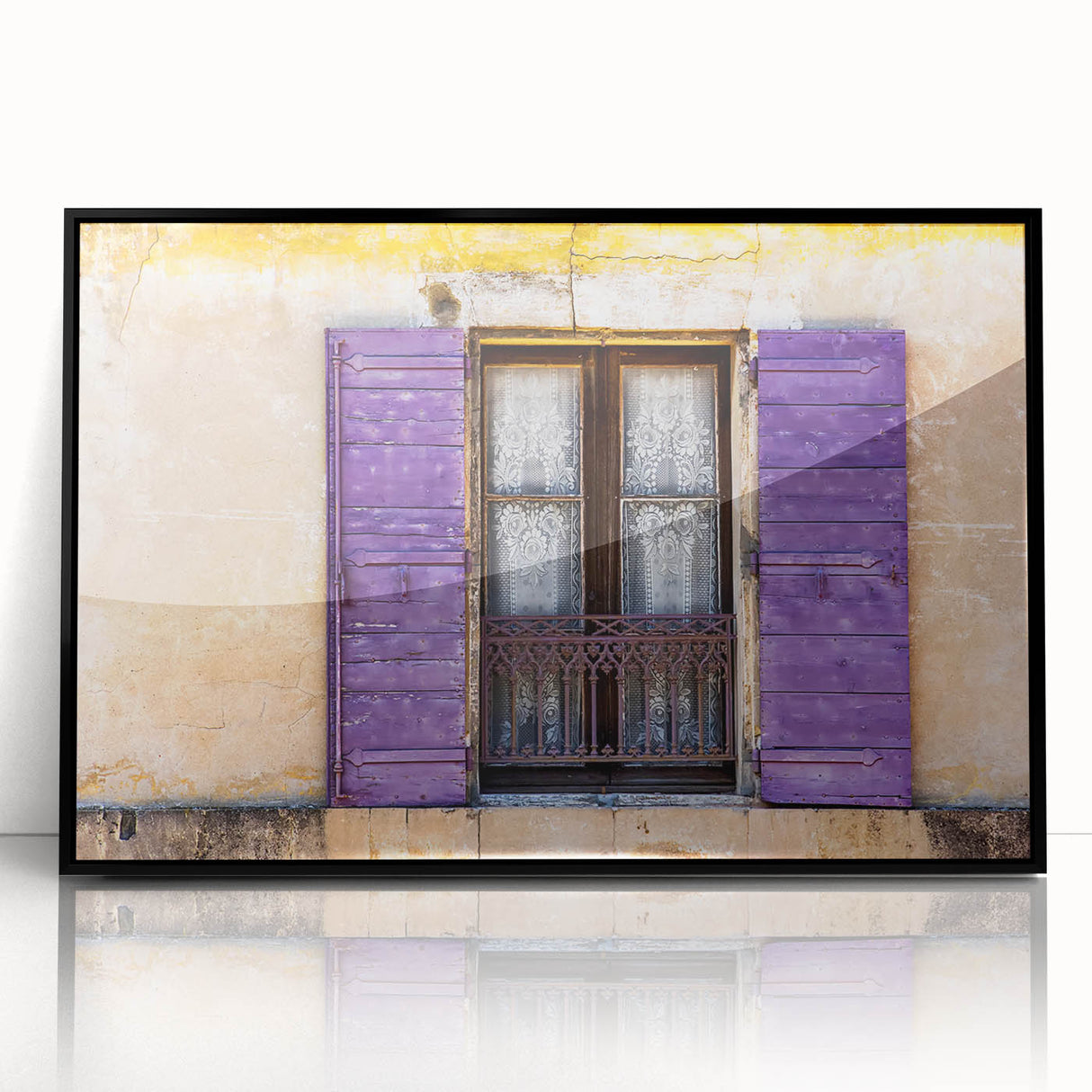 Large abstract wall art depicting a vibrant, stylized French landscape on black framed acrylic.