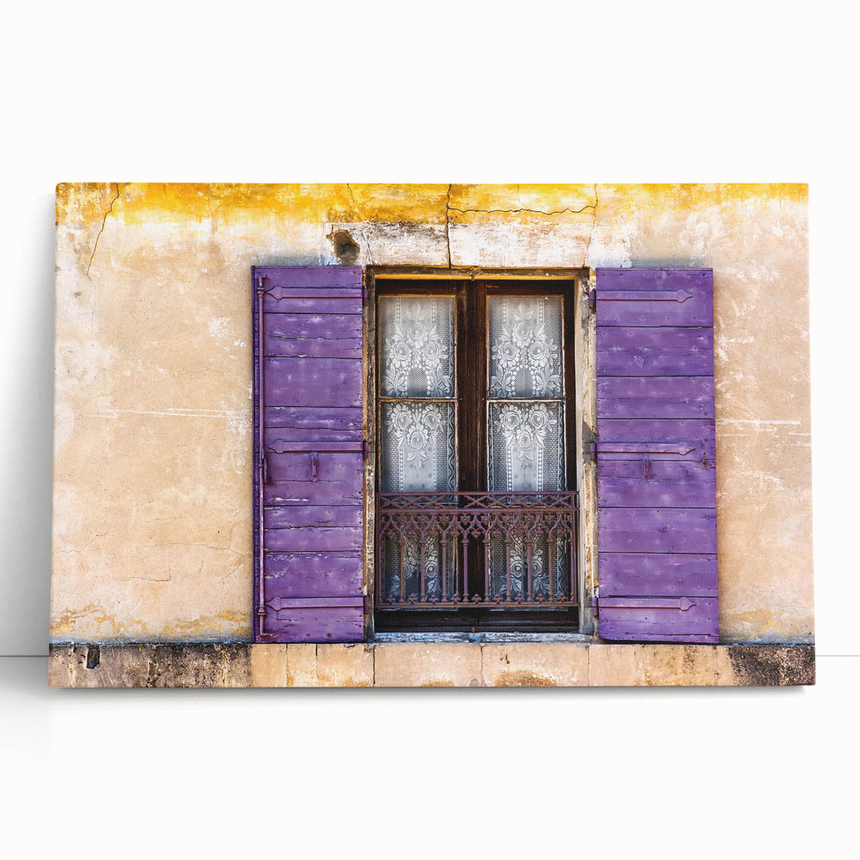 Large black and white stretched canvas featuring a scenic view of southern France, ideal for kitchen wall art.