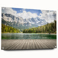 Acrylic print of a Bavarian landscape in muted greens and blues, suitable for bedroom or dining room decor.