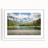 Textured art depicting an abstract Bavarian landscape in muted earth tones, framed with a white mat, ideal for bedroom decor.