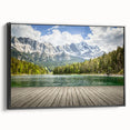 Black and white landscape art painting of Bavarian scenery on framed canvas, suitable for bedroom wall decor.