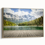 Framed canvas of a Bavarian landscape in muted earth tones, ideal for bedroom wall art.