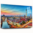 Acrylic print of a European scenery in muted earth tones, ideal for dining room decor.