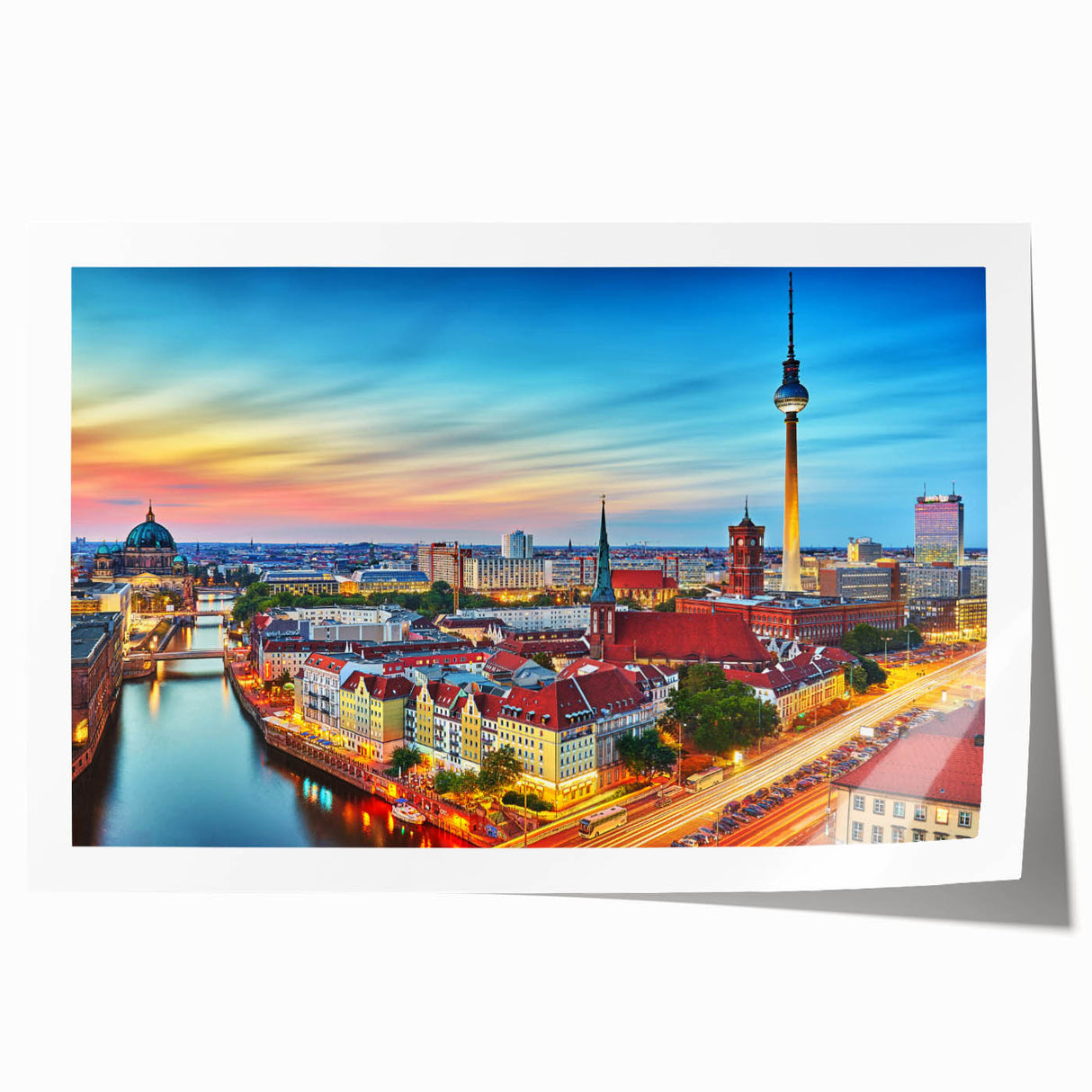 Extra large rolled print of a floral art depicting European scenery, ideal for art wall dining room.