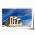 Rolled print of Athens scenery with floral elements in soft hues, ideal for art wall dining room.