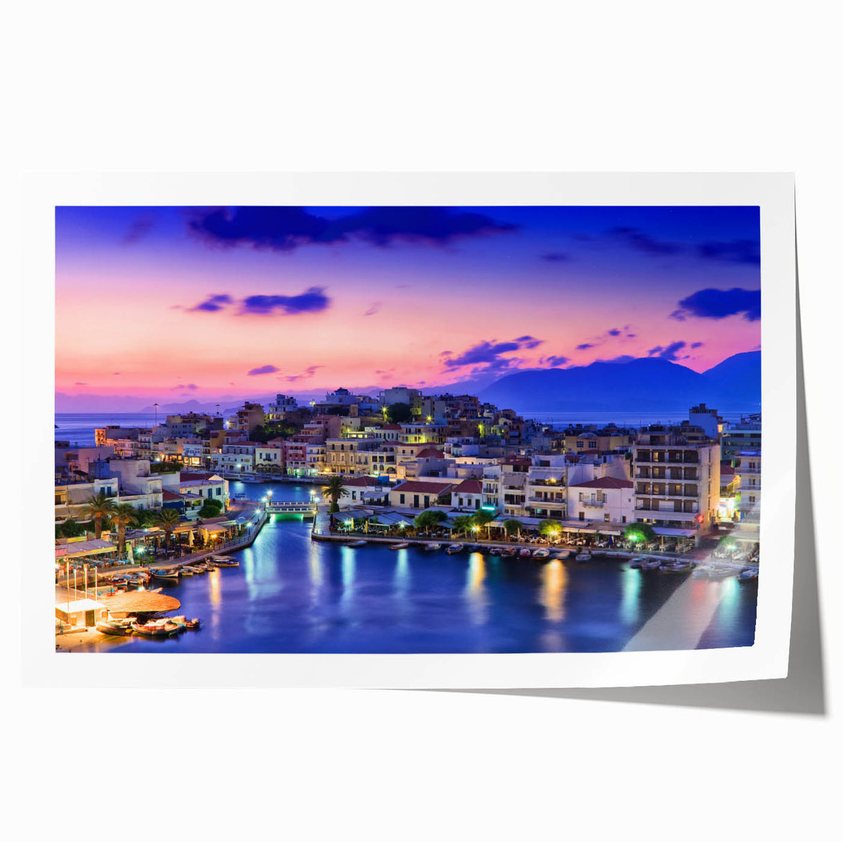 Rolled print of a Crete, Greece landscape in soft pastel shades, ideal for art wall dining room.