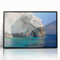 Large abstract wall art depicting a European Greek landscape in muted earth tones on a framed acrylic.