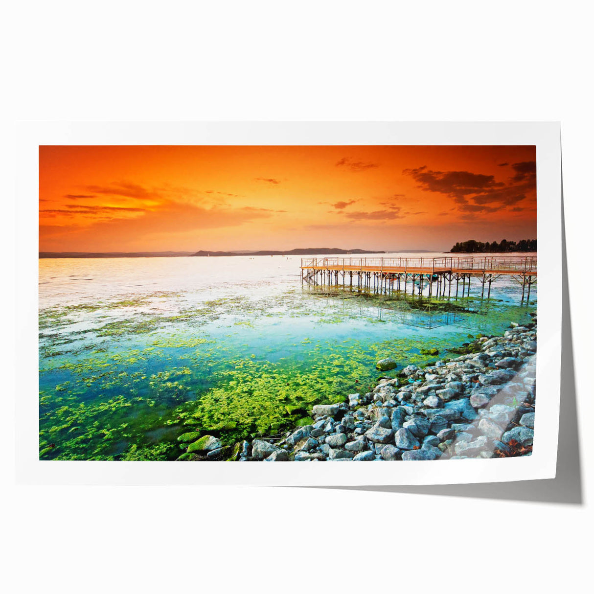 Extra large rolled print of a floral Hungarian landscape in pastel shades, ideal for art wall dining room.