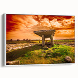 Vintage poster art of an Irish landscape on extra large framed canvas, featuring vibrant greens and blues.