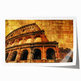 Rolled print of the Colosseum in Rome with muted earth tones, ideal for art wall dining room.