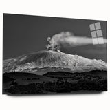 Acrylic print of Mount Etna with muted earth tones, ideal for bedroom or dining room art.