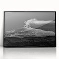 Large abstract wall art depicting Mount Etna in muted earth tones on framed acrylic, suitable for modern art wall decor.