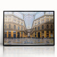 Large abstract wall art depicting the Naples skyline in muted gray and blue tones, printed on framed acrylic.