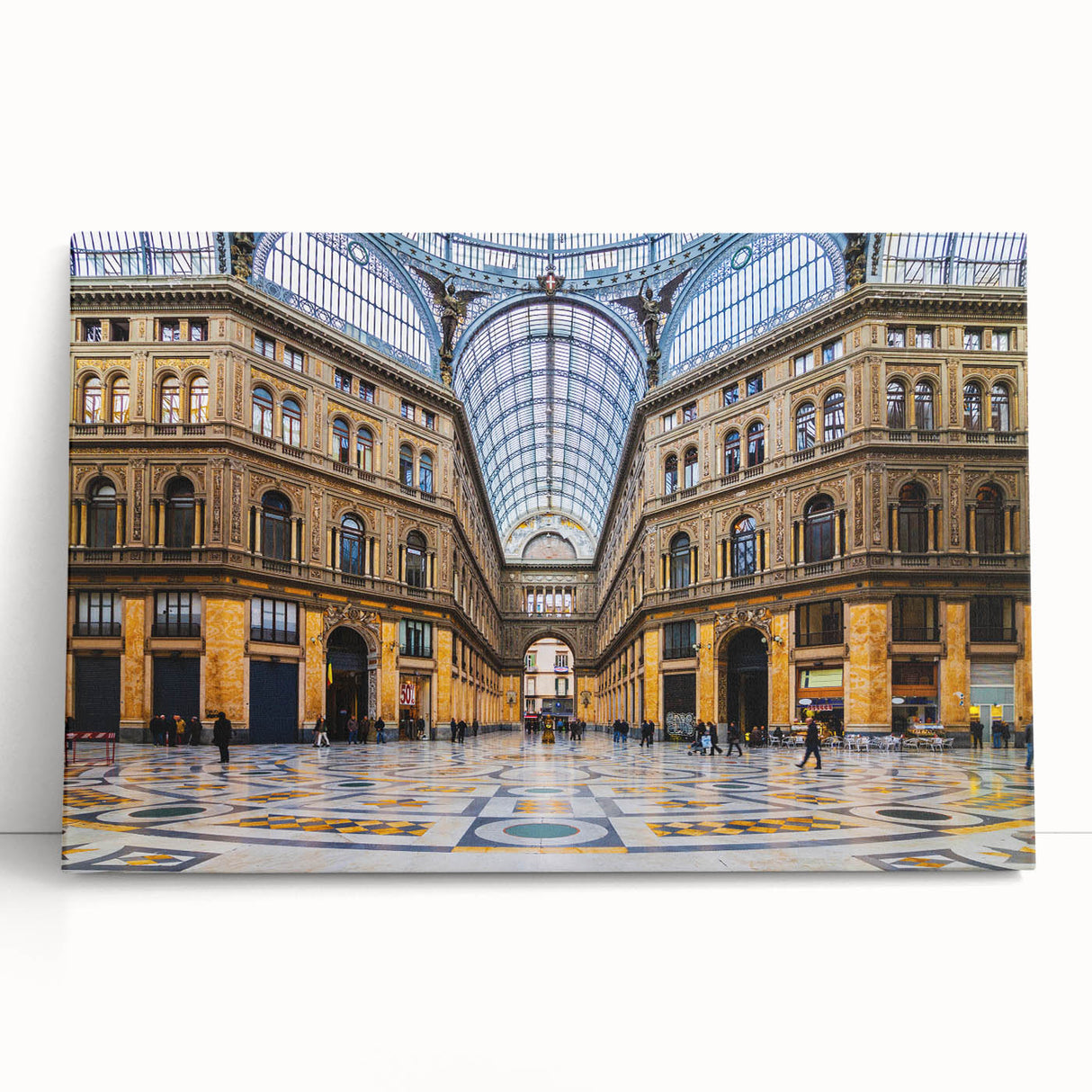 Black and white stretched canvas of Naples scenery, ideal for kitchen wall art.