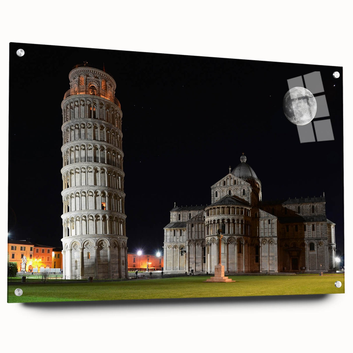 Acrylic print of Pisa, Italy, with muted earth tones, ideal for dining room decor.