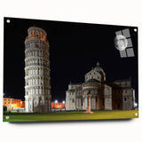 Acrylic print of Pisa, Italy, with muted earth tones, ideal for dining room decor.