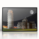 Large abstract wall art of Pisa, Italy in black and white tones on framed acrylic, suitable for modern art wall decor.