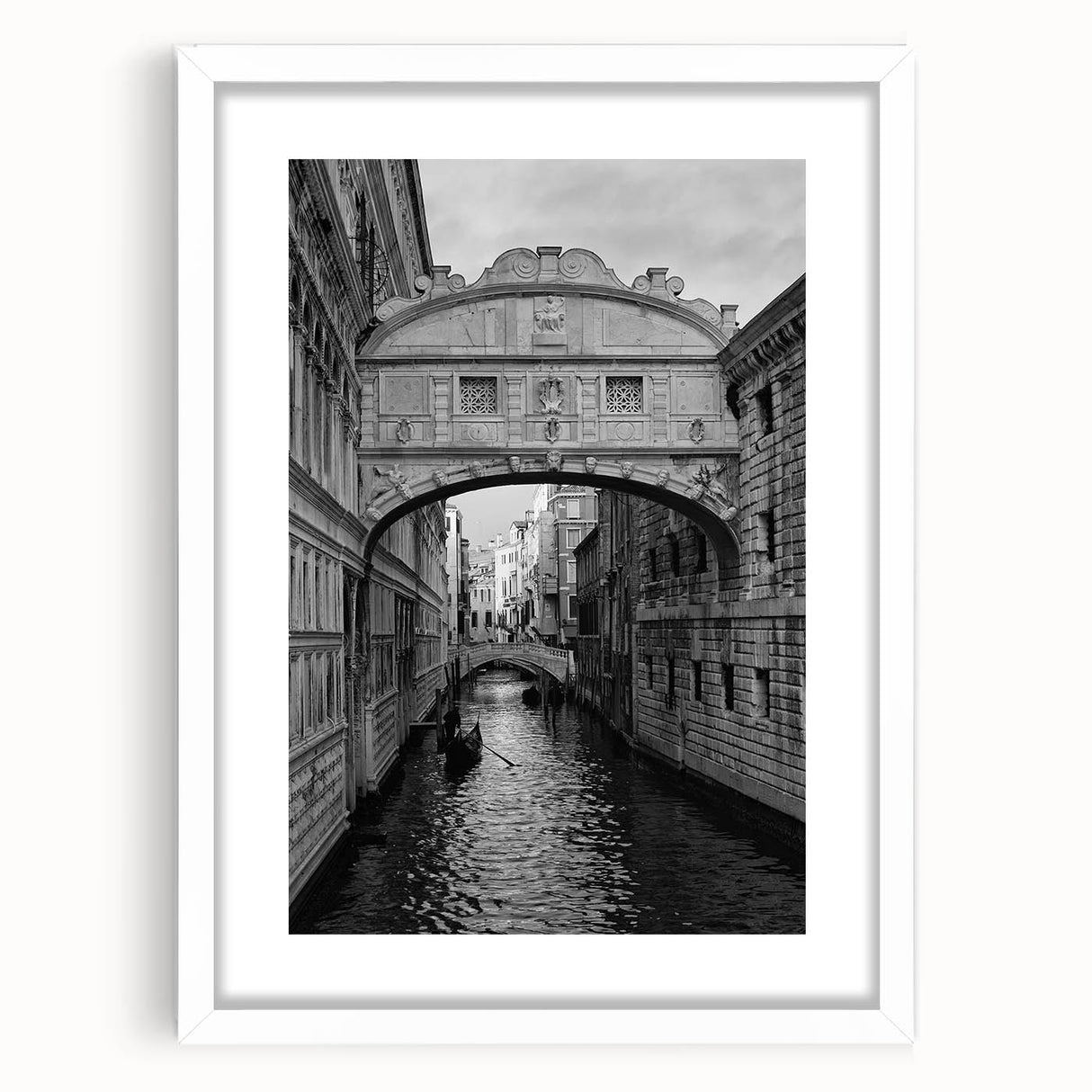 Textured art depicting an abstract Venice scenery in muted earth tones on a framed white mat, ideal for bedroom art.