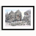 Abstract art print of colorful, textured scenery featuring vibrant shades, framed in black with a mat.
