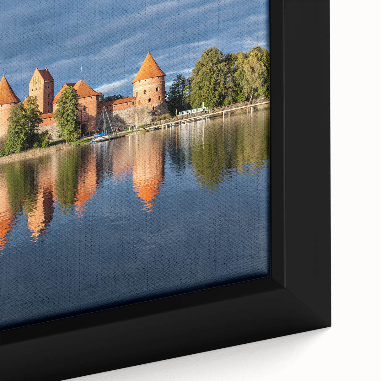 Extra large framed canvas featuring a textured black wall art of a European scenery in vibrant colors.