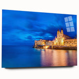 Acrylic print of a large abstract depiction of Malta's scenery in muted earth tones, ideal for bedroom or dining room art.