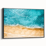 Black and white framed canvas depicting a vintage-style Mediterranean seascape, ideal for bedroom wall decor.
