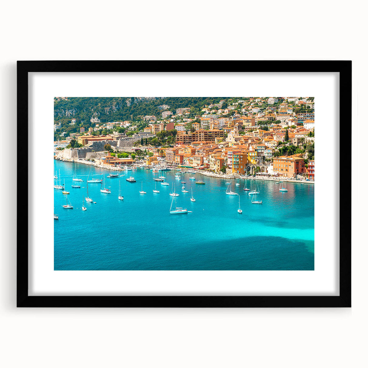 Colorful abstract art print of Monaco scenery in vibrant hues on a textured, extra large canvas, ideal for living room decor.