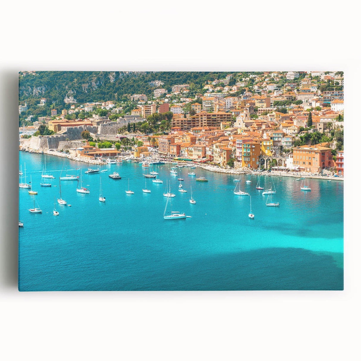 Black and white photograph of Monaco on stretched canvas, ideal for kitchen wall art or bedroom ambiance.
