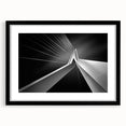 Abstract art print of a European scenery in vibrant colors on a black framed mat, ideal for living room decor.