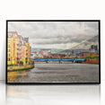 Large abstract wall art depicting Northern Ireland's landscape in muted earth tones on a framed acrylic.