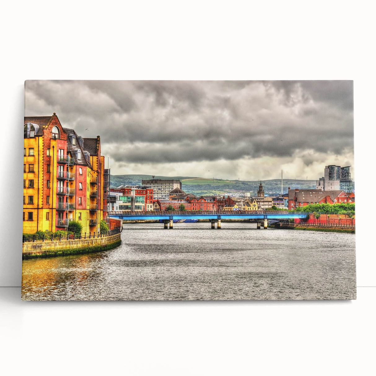 Black and white stretched canvas of Northern Ireland scenery, ideal for kitchen wall art.