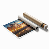 Extra large rolled print of a Polish landscape with vibrant green fields and blue skies, ideal for classy bathroom wall art.