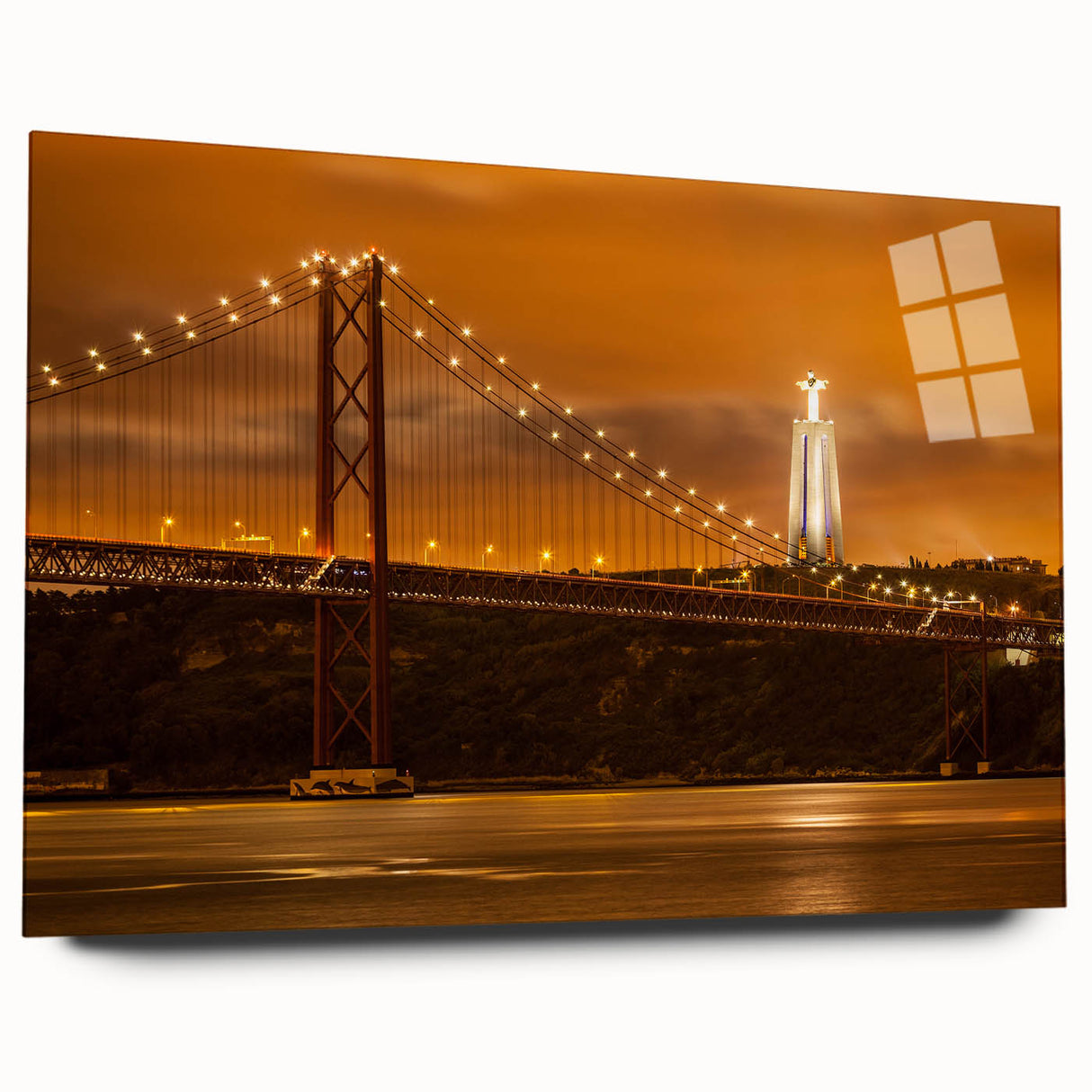 Acrylic print of Lisbon scenery with soft pastel colors, ideal for bedroom or dining room art.