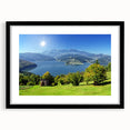 Abstract art print of a Romanian landscape, featuring vibrant, textured colors on a large framed canvas.
