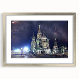 Extra large abstract art print of Moscow skyline in textured gray and silver tones on a framed canvas.
