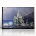 Large abstract wall art of Moscow skyline in muted gray and black tones on framed acrylic.
