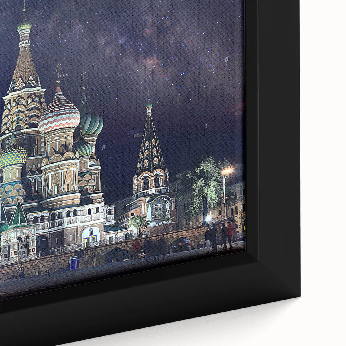 Black wall art featuring a textured depiction of Moscow's skyline on an extra large framed canvas.