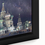 Black wall art featuring a textured depiction of Moscow's skyline on an extra large framed canvas.