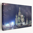 Large stretched canvas featuring a detailed Moscow cityscape in muted earth tones, ideal for kitchen wall art.