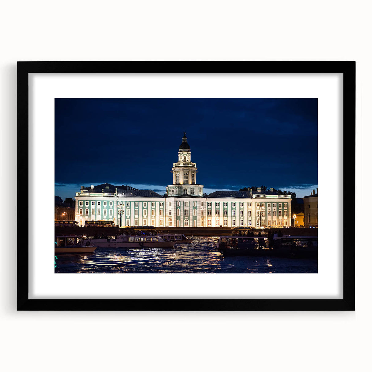 Abstract art print of a colorful, textured European cityscape on a large framed canvas, ideal for living room decor.