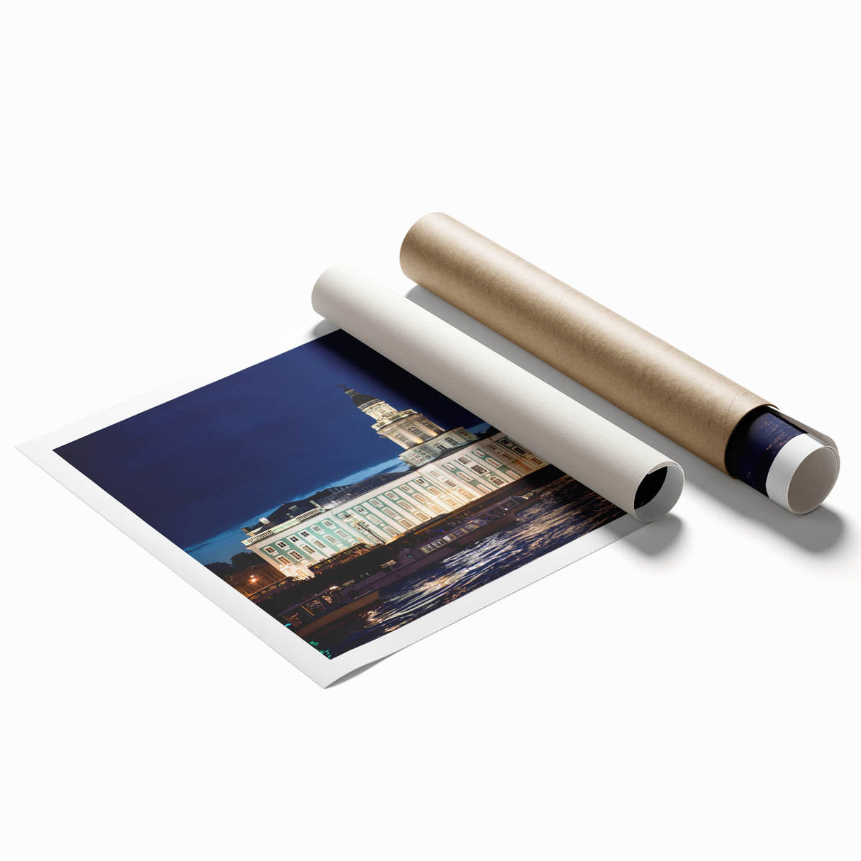 Extra large rolled print of a floral art scene in St. Petersburg, with muted earth tones, ideal for classy bathroom wall art.
