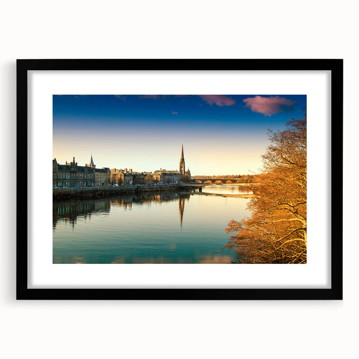 Extra large framed abstract art print featuring a textured, colorful depiction of a Scottish landscape.
