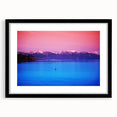 Extra large textured abstract art print of colorful Geneva scenery on a black framed canvas, ideal for living room decor.