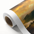 Art deco poster featuring a serene Ukrainian landscape in soft pastel shades on rolled canvas, ideal for nursery wall art.