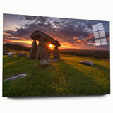 Acrylic print of a Welsh landscape in muted greens and blues, ideal for bedroom or dining room decor.