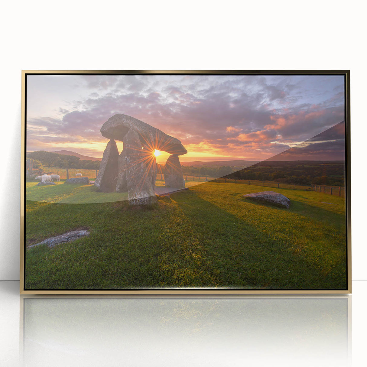 Large art print of a Welsh landscape in muted earth tones on a framed acrylic, ideal for modern art wall decor.
