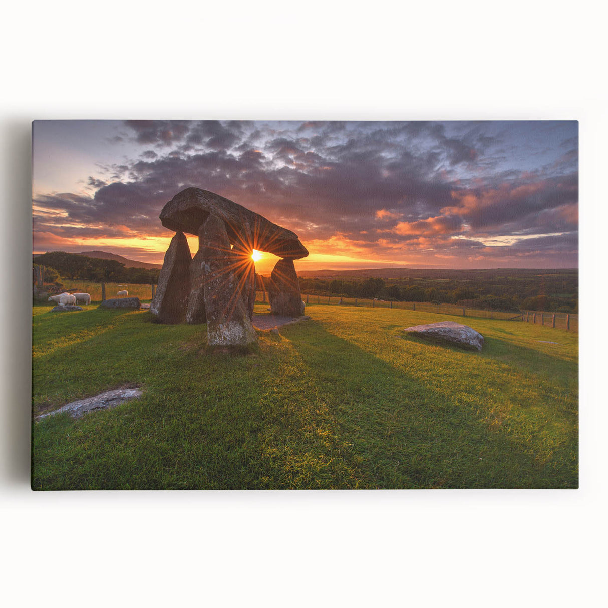 Black and white photo of a serene Welsh landscape on large stretched canvas, suitable for kitchen wall art.